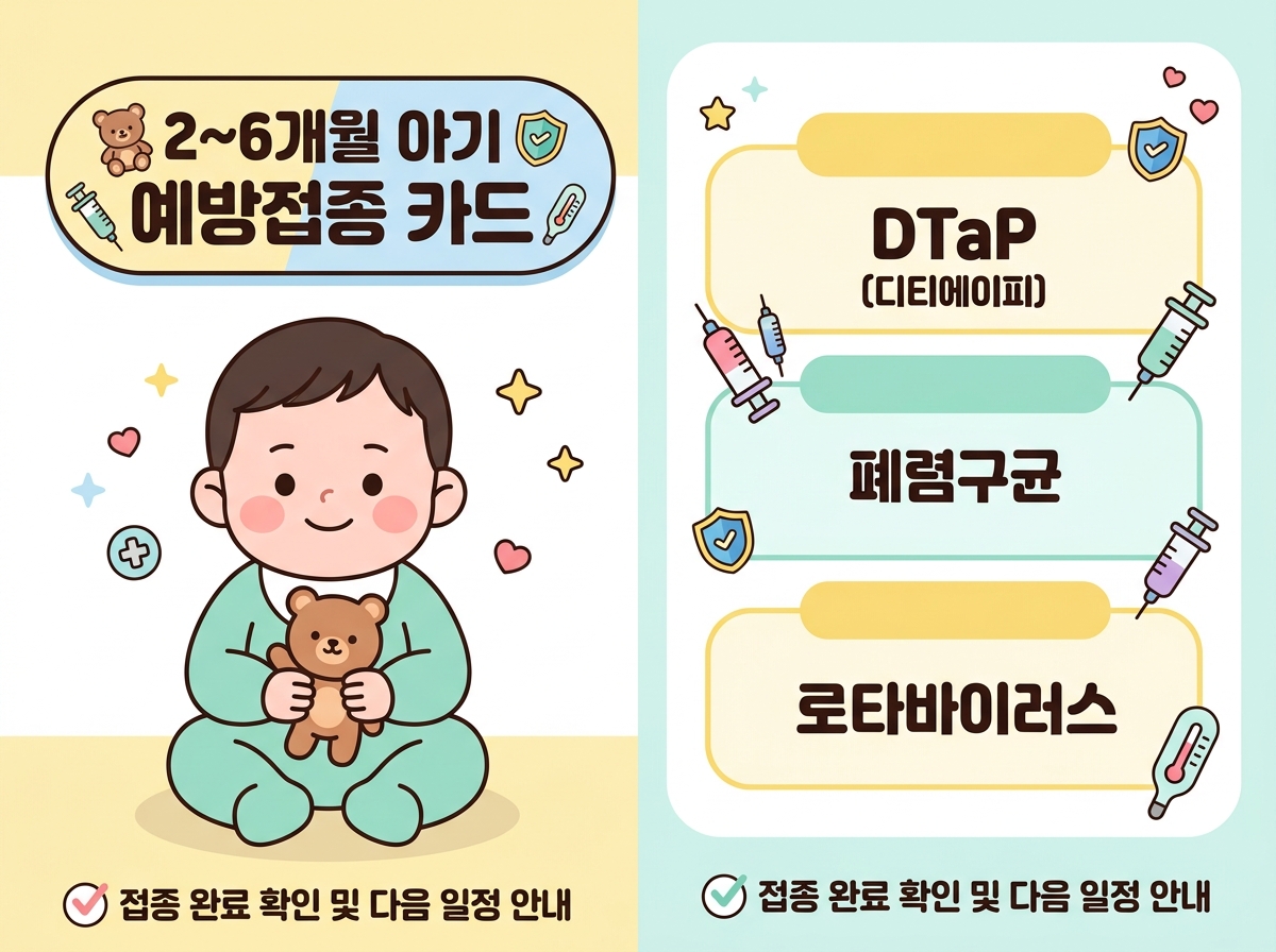 생후 2개월 예방접종 안내 카드